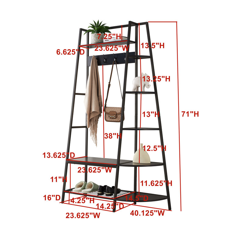 InRoom Designs 16'' Wide Iron Hall Tree with Shoe Storage Wayfair